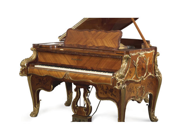 A very fine and historical Louis XV style gilt bronze mounted kingwood and marquetry Steinway art case piano Model L, Serial No. 23914; Case No. C3264 1924-1925