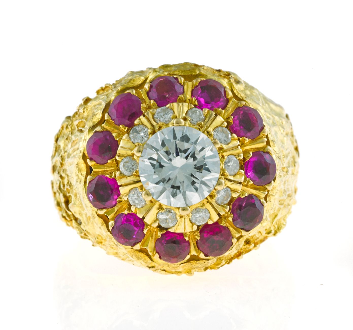 A diamond and ruby ring