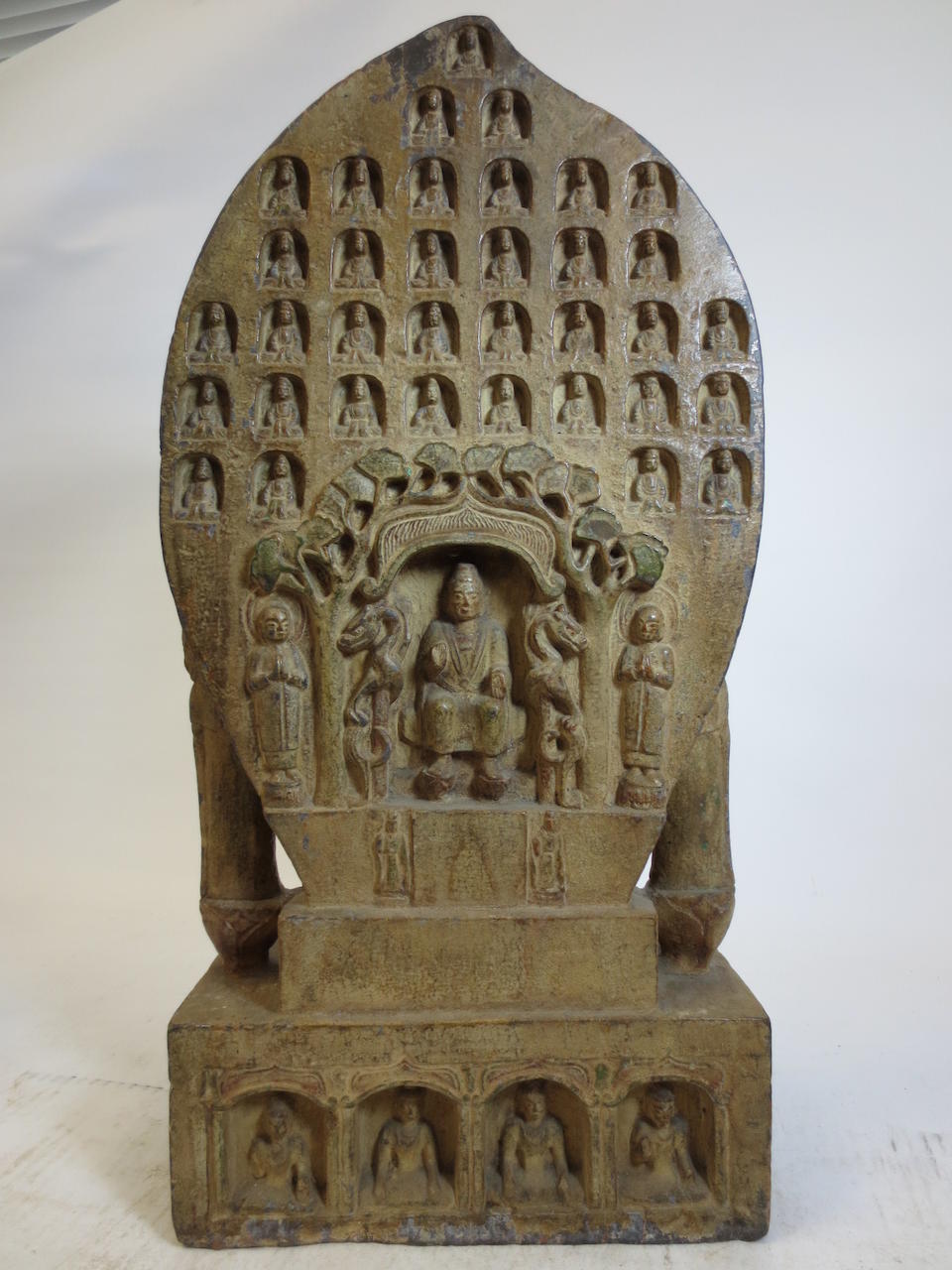 A carved stone Buddhist stele Early 20th century