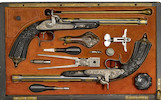 Thumbnail of A fine cased pair of French percussion pistols by Devisme -Select US Arms Type- image 1