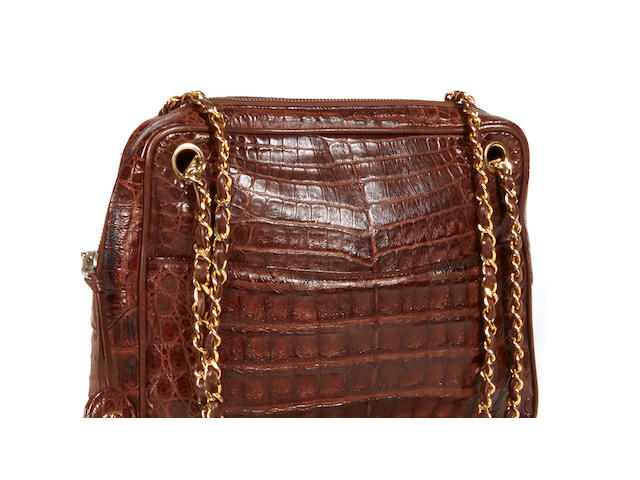 A Chanel brown alligator handbag