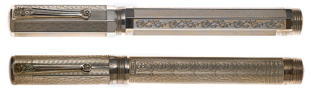 MONTEGRAPPA: Roses Collection: Lancaster & York Sterling Silver Limited Edition Fountain Pens