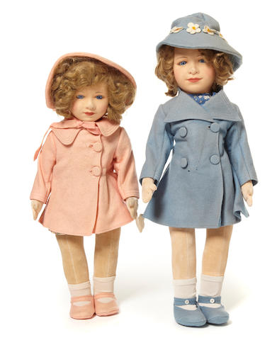 A pair of Chad Valley felt dolls of Princess Elizabeth and her sister Margaret