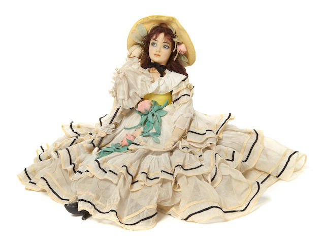 A rare Lenci felt long-limbed portrait doll of Spanish actress Raquel Meller