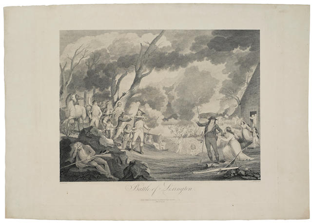 REVOLUTIONARY WAR&#8212;LEXINGTON. "Battle of Lexington." New York: C. & A. Tiebout, January 1, 1798.
