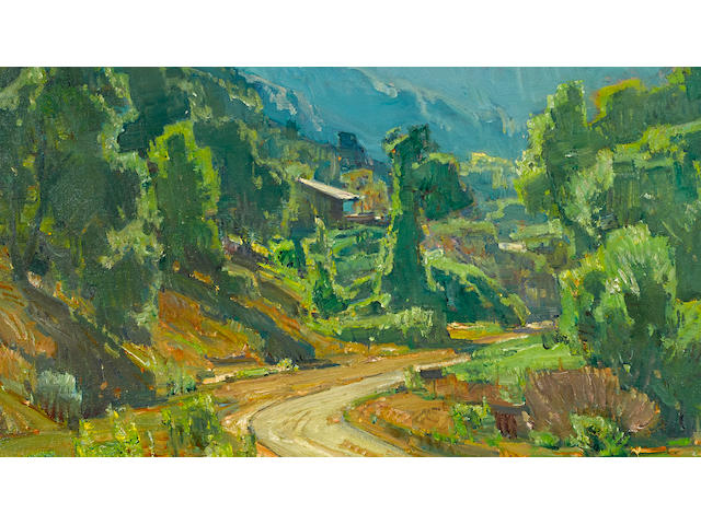 William Wendt (American, 1865-1946) Camp in the mountains, 1928 25 x 30in