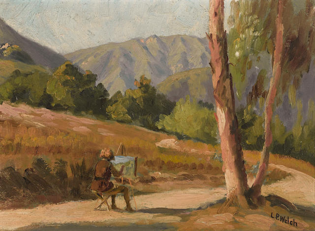 Ludmilla Pilat Welch (American, 1867-1925) Artist en plein air 8 3/4 x 11 3/4in
