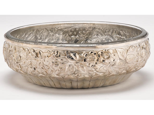 An American sterling silver floral repousse-decorated bowl by William Wilson & Son., Philadelphia, PA, circa 1900