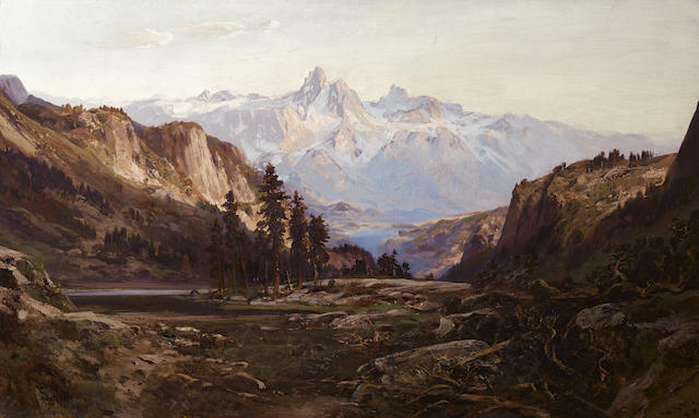 William Keith (Scottish/American, 1838-1911) Morning, California 30 1/4 x 50 1/4in