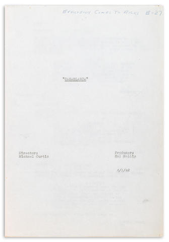 Producer Hal Wallis's working copy of the shooting script for Casablanca