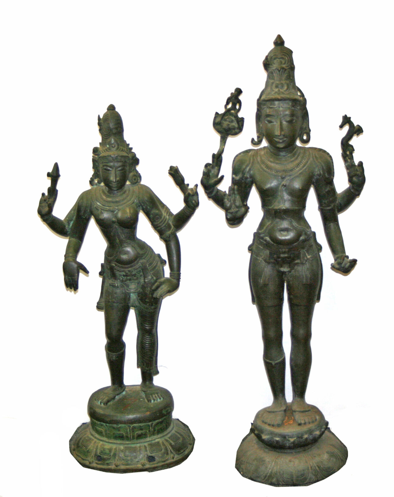 Two Cholas Two South Indian Chola style bronze figures of Shiva and Ardhanarishwar ...