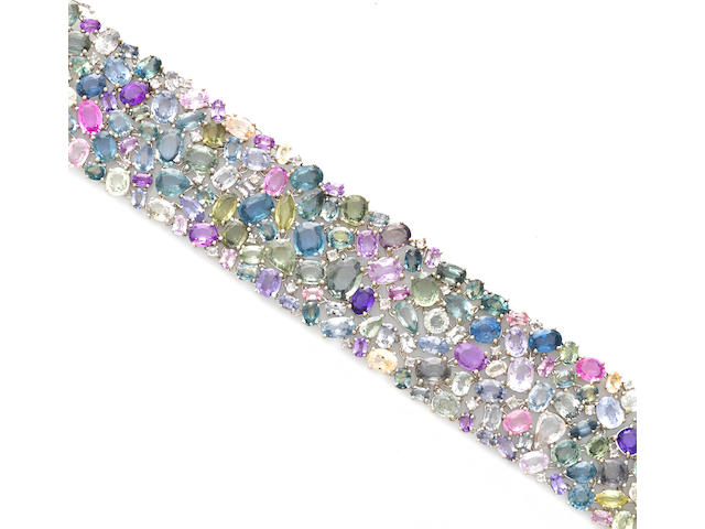 A multi-color sapphire and diamond bracelet