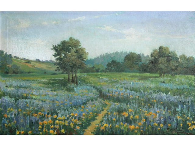 Ettore Serbaroli (1881-1951) View of Mt. Tamalpais; Path through the wildflowers (2) first 13 3/4 x 24 1/2in; second 14 1/2 x 22 1/4in