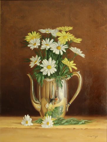 William Acheff (American, born 1947) Still life with daisies 24 x 18in