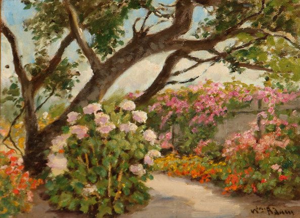 William Constable Adam (American, 1846-1931) Garden path 9 1/2 x 12 1/2in image 1