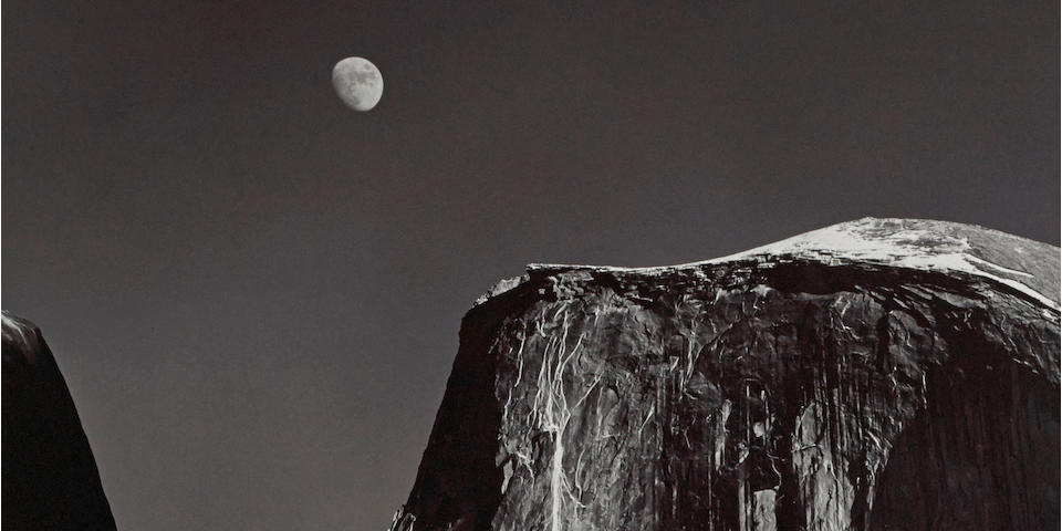 Ansel Adams (1902-1984); Moon and Half Dome, Yosemite National Park;