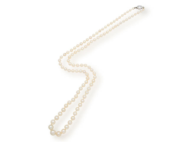 A belle &#233;poque natural pearl and diamond necklace, Tiffany & Co.,