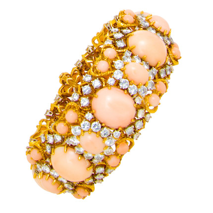 A diamond and coral bracelet image 1