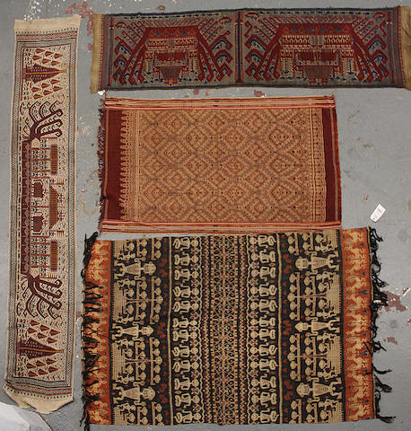A group of 4 textiles including 2 Ikats