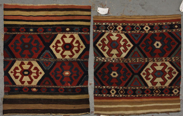 A Pair of Shirvan kilim sizes approximately 3ft. 2in. x 3ft. 6in.