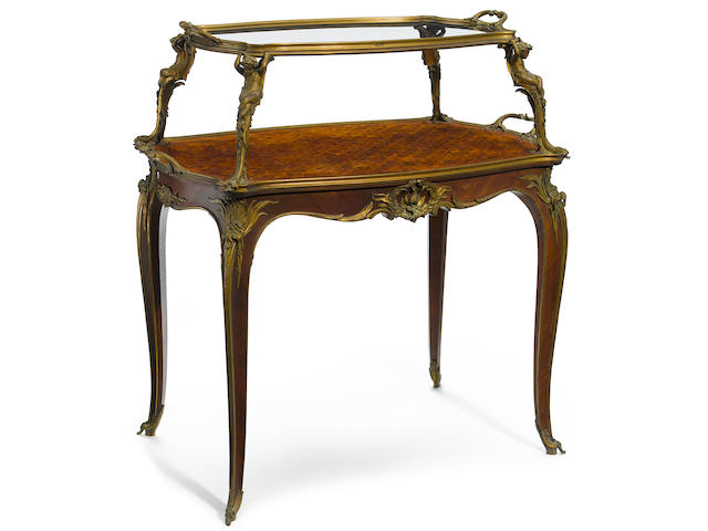 A fine quality French gilt bronze mounted parquetry inlaid table &#225; th&#232; Fran&#231;ois Linkecirca 1900