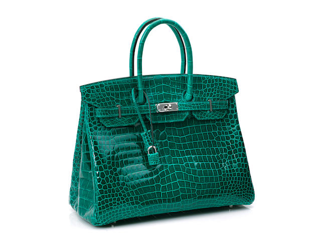 An Herm&#232;s green crocodile Birkin handbag