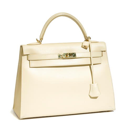 Bonhams : An Hermès cream leather Kelly handbag