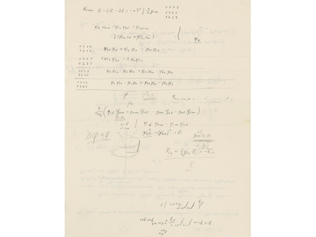 EINSTEIN, ALBERT. 1879-1955. Autograph Manuscript Signed ("A.E."), 2 pp recto and verso,