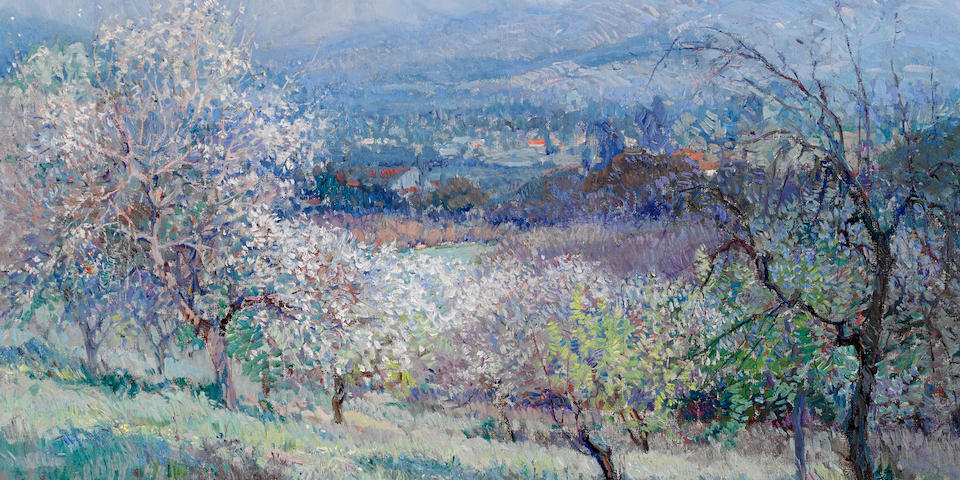John Frost (American, 1890-1937) Spring, 1926 (Thought to be near Pasadena/La Ca&#241;ada) 30 x 34in