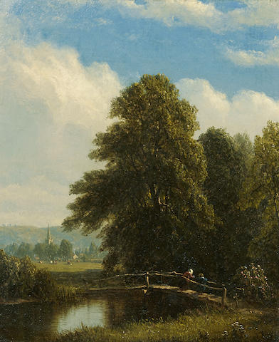 Sanford Robinson Gifford (American, 1823-1880) The Darent, Kent, England 12 x 10in
