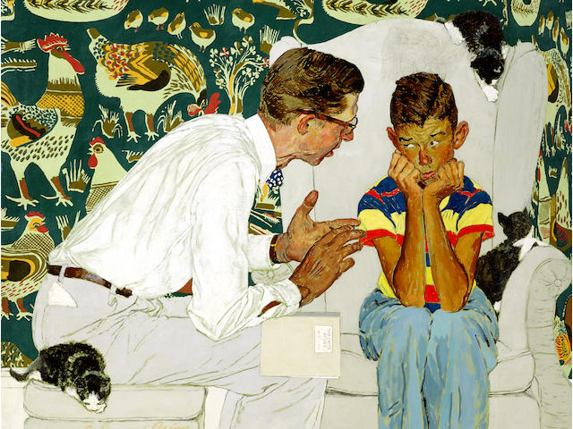 Norman Rockwell (American, 1894-1978) Study for "The Facts of Life"  44 x 33 3/4in