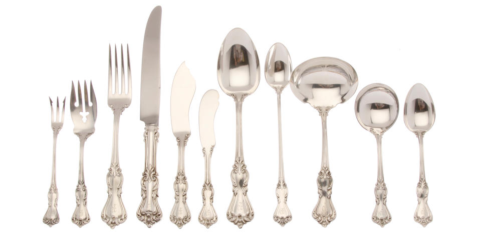 An American sterling silver part flatware service for eight by Reed & Barton, Taunton, MA 20th century