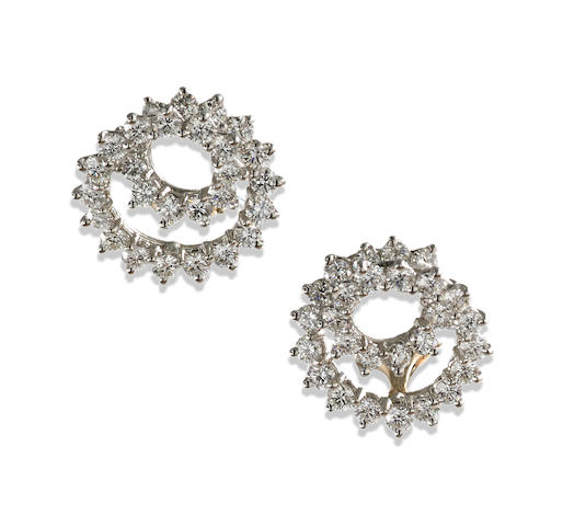 A pair of diamond openwork spiral earclips, Tiffany & Co.