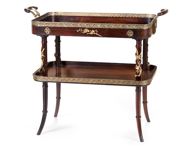 A French Japonism gilt bronze mounted rosewood table &#224; th&#233; attributed to Gabriel Viardotlate 19th century