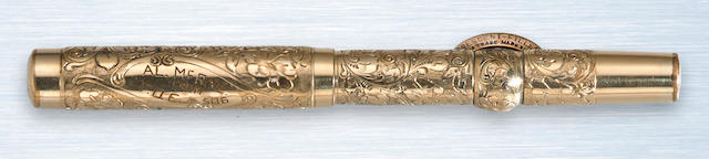 CONKLIN: No. 506 Gold-Plated "Pansy" Crescent-Filler, c.1929