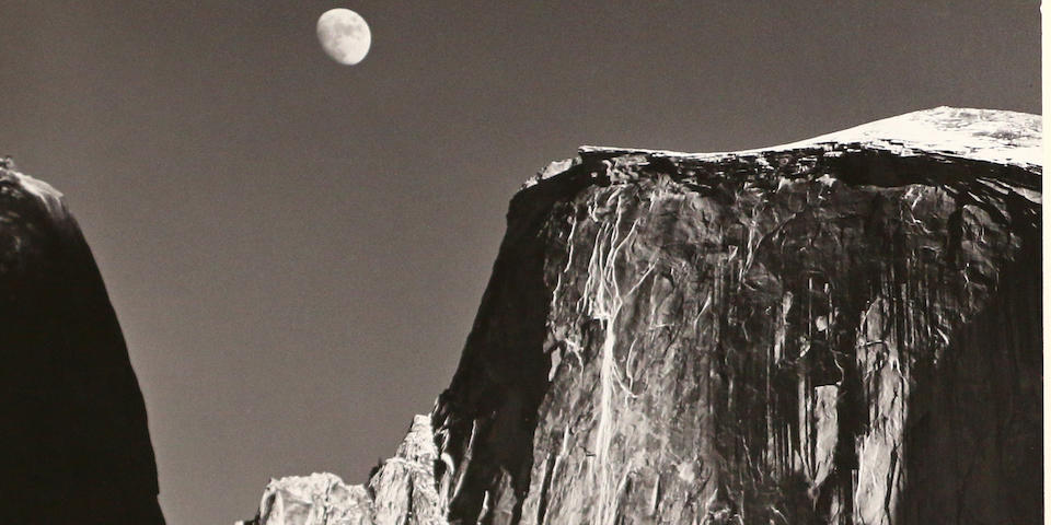 Ansel Adams (American, 1902-1984); Moon and Half Dome, Yosemite National Park;