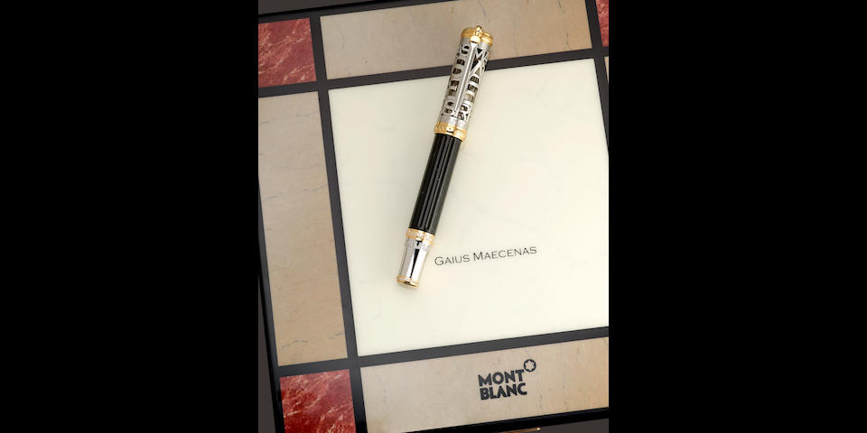 MONTBLANC: Gaius Maecenas 18K Solid White Gold & Diamonds Special Limited Edition 20 Skeleton Fountain Pen *PREMIERE EXAMPLE*