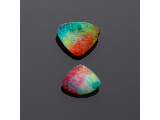 Companion Pair of Exceptional Boulder Opals