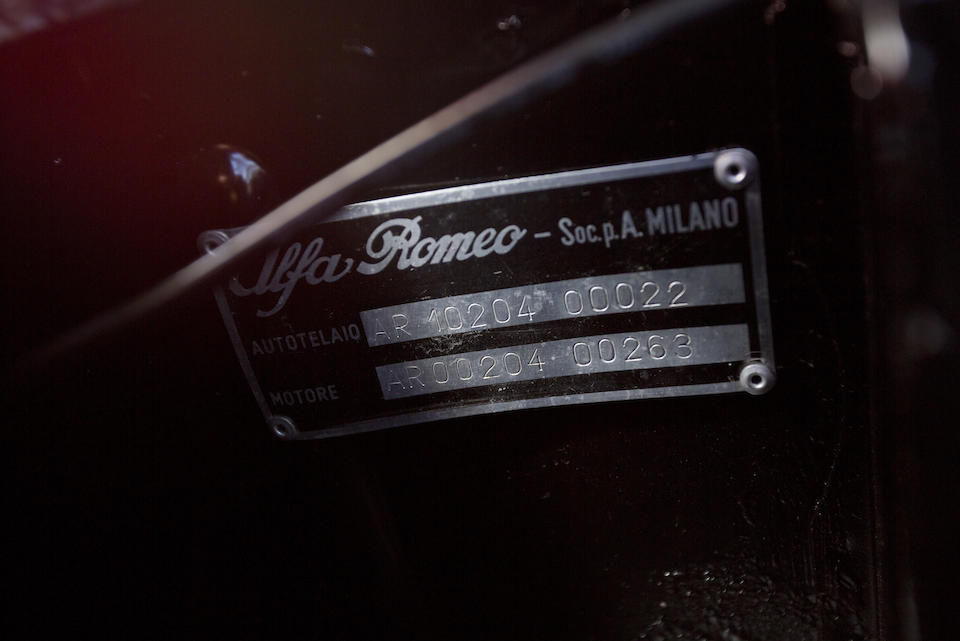 <b>1959 Alfa Romeo 2000 Spider  </b><br />Chassis no. AR.10204.00022 <br />Engine no. AR.00204.00263