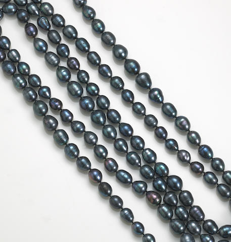 Bonhams : A black baroque freshwater cultured pearl endless necklace