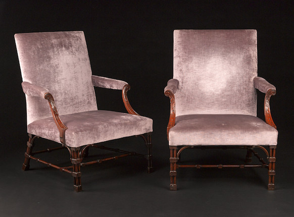 A fine pair of George III mahogany library chairsprobably William Linnell third quarter 18th century image 4