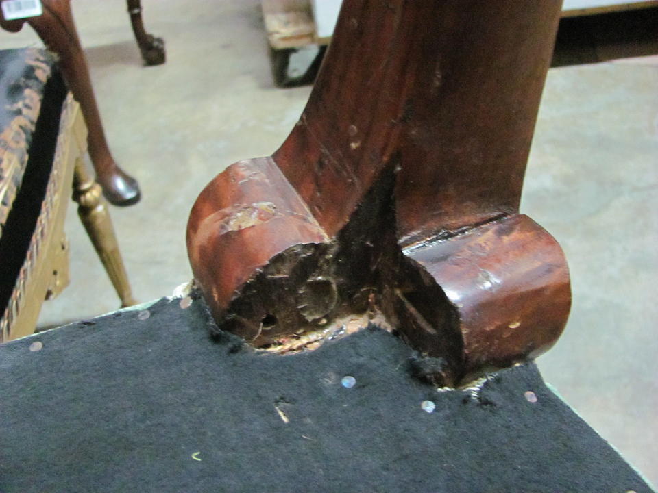 A Pair of George II walnut back-stools early 18th century