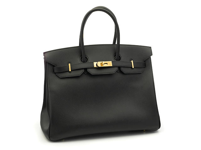 An Herm&#232;s black leather Birkin handbag