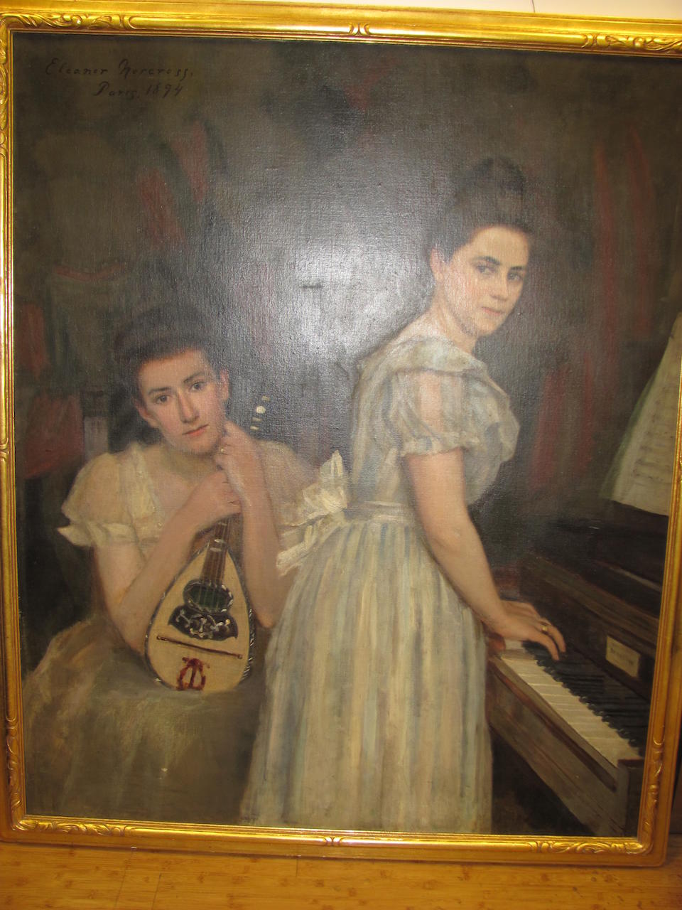 Eleanor Norcross (American, ?-1923) Two ladies at the piano 45 x 54in (114 x 137.2cm)