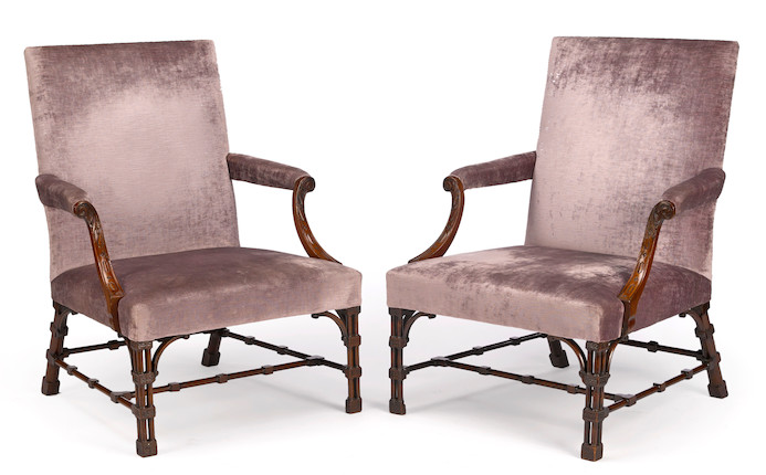 A fine pair of George III mahogany library chairsprobably William Linnell third quarter 18th century image 1