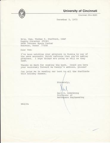 NEIL ARMSTRONG LETTER TO GENERAL THOMAS STAFFORD.