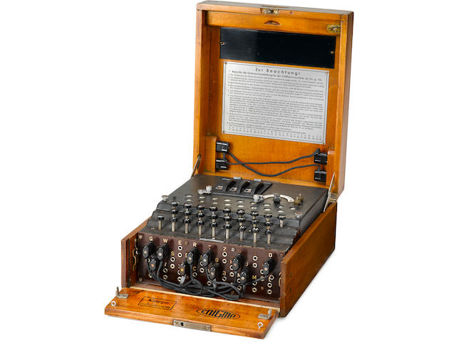 A Rare Enigma three rotor Enciphering Machine circa 1942-44 13-1/2 x 11 x 6-1/4 in. (34.3 x 28 x 15.9 cm.)