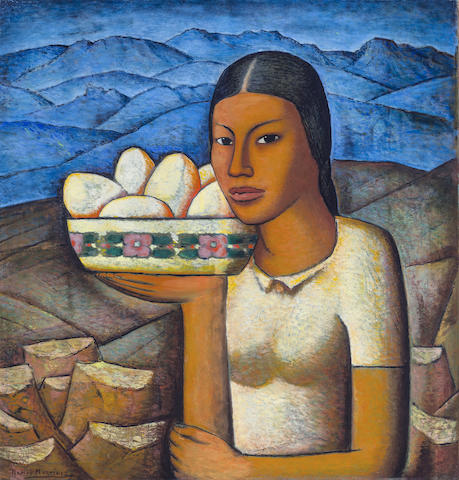 ALFREDO RAMOS MART&#205;NEZ (1871-1946) Mujer con frutas 24 3/4 x 23 5/8in. (62.9 x 60cm)