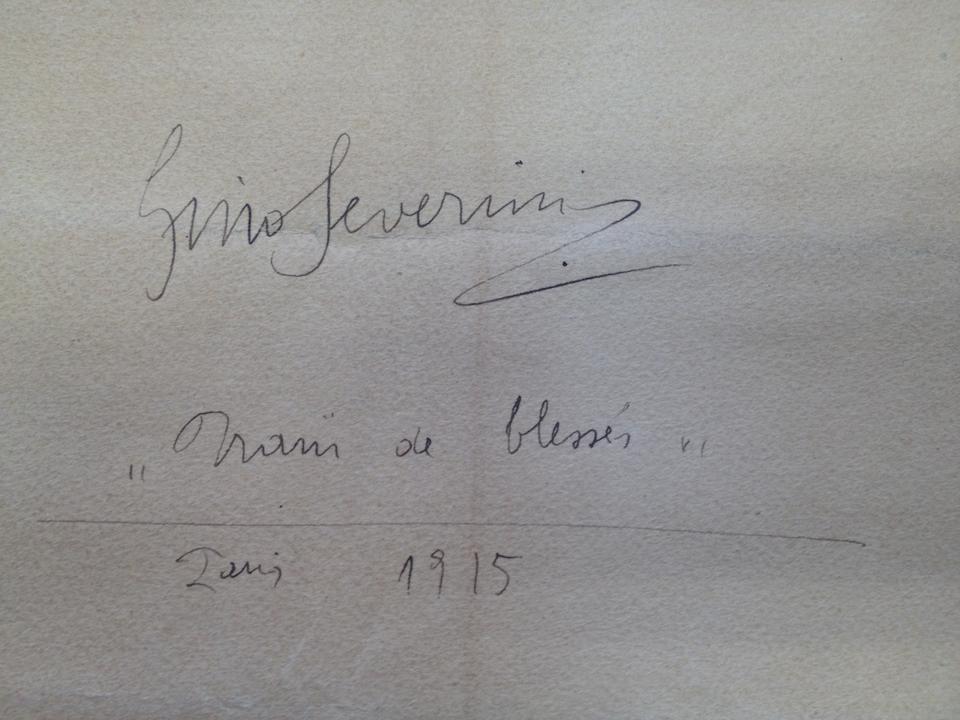 GINO SEVERINI (1883-1966) Train de bless&#233;s 21 3/4 x 17 3/4 in. (55.3 x 45.3 cm)
