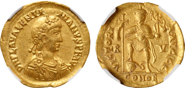 Western Roman Empire, Valentinian III, (AD 425-455), AV solidus, XF 4/5 - 4/5 NGC